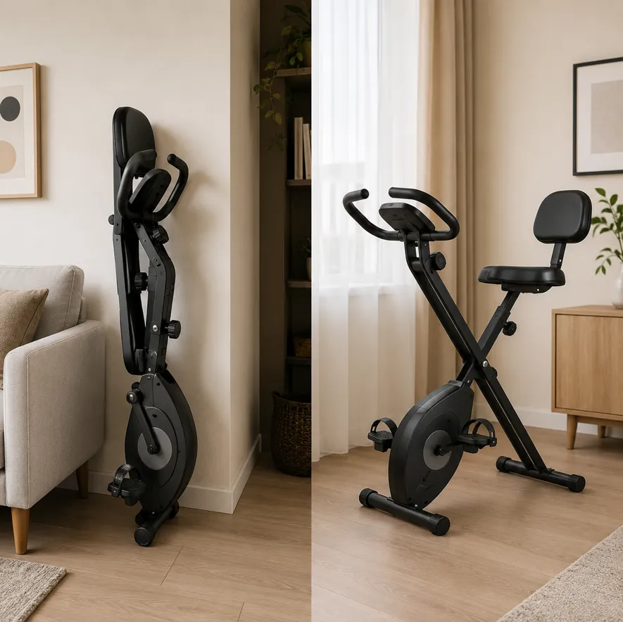 Hopfällbar motionscykel för liten lägenhet - sparar plats när den viks ihop