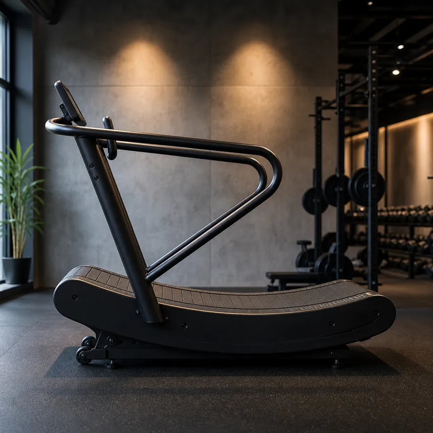 Motorlöst kurva-löpband med böjd löpyta för hemmagym eller gym