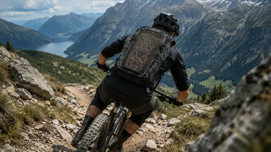 Ryggsäck med inbyggt ryggskydd för MTB och downhill - skyddar vid fall