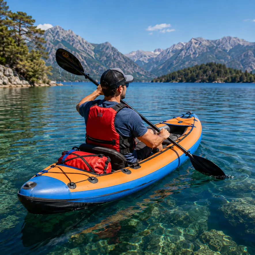 Uppblasbar kajak paddling sjo