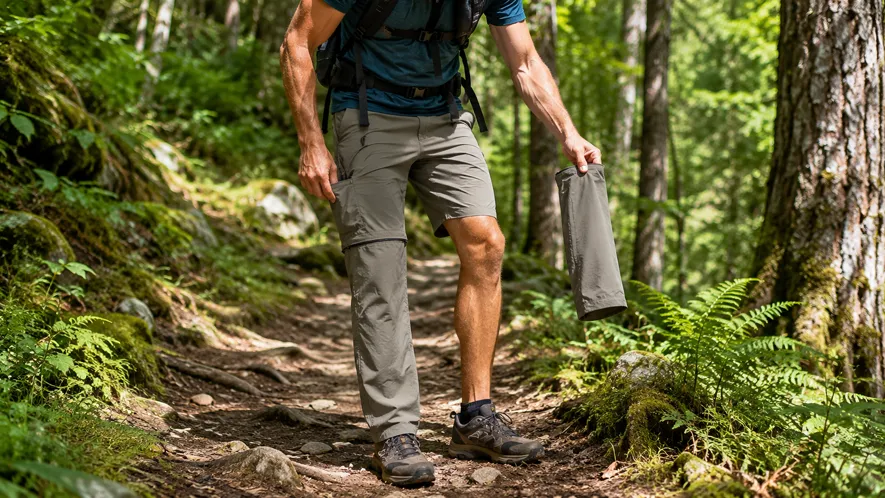 Zip-off byxor med avtagbara ben - omvandla från långbyxa till shorts när det värms upp
